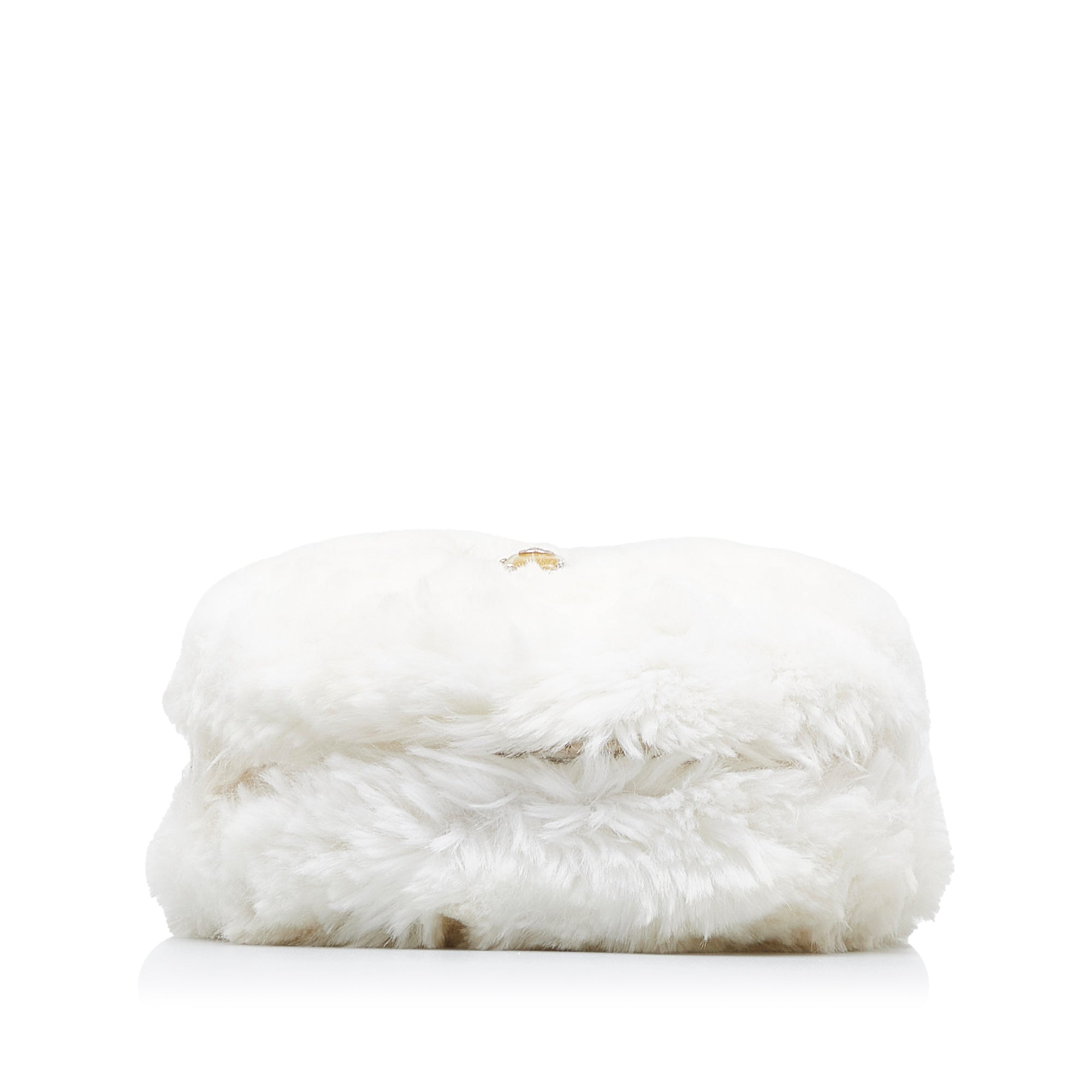 Chanel | Pre-Owned CC Crystal Embellished Faux Fur Round Crossbody | White