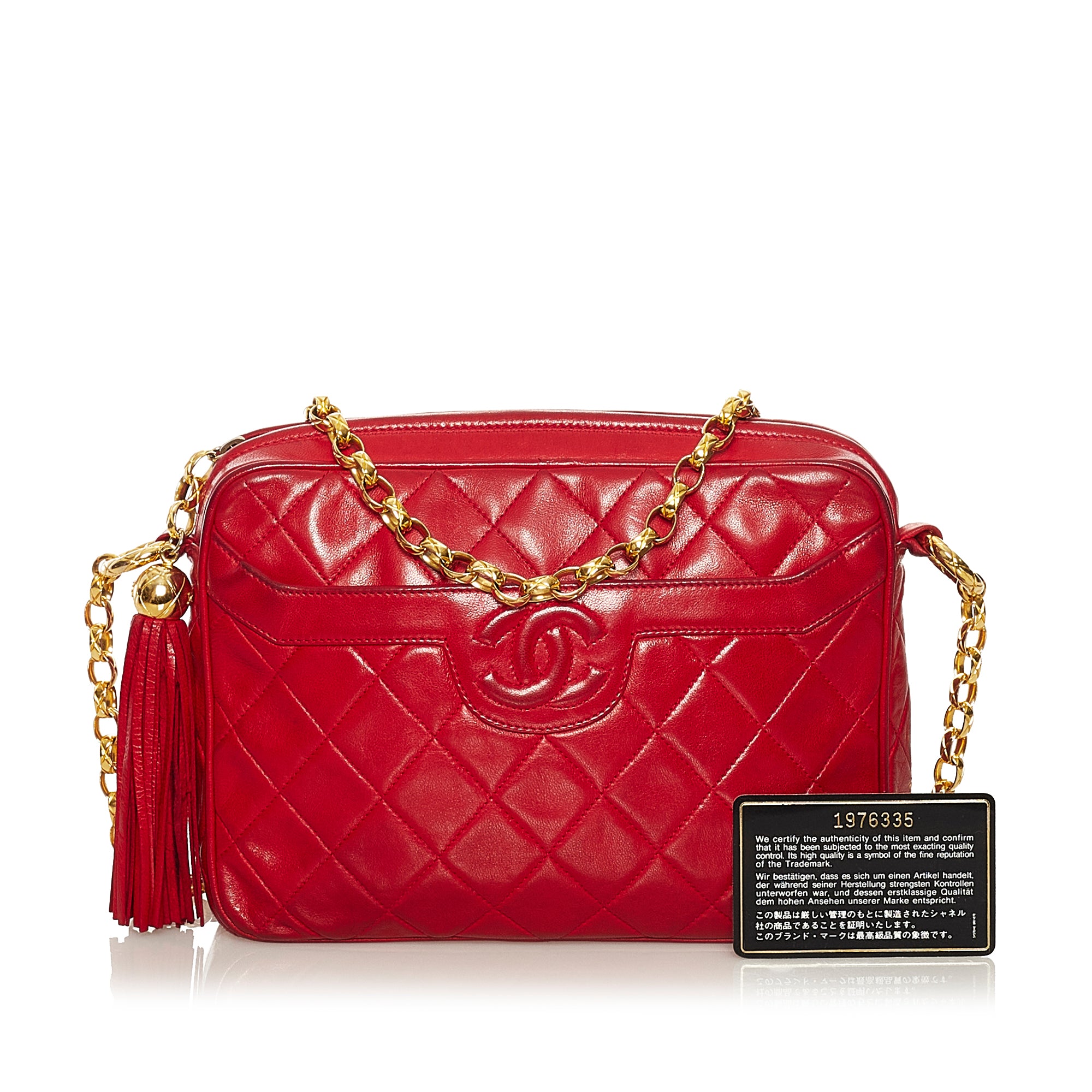 Chanel Pre-Owned CC Quilted Lambskin Tassel Crossbody Bag | Women | Red