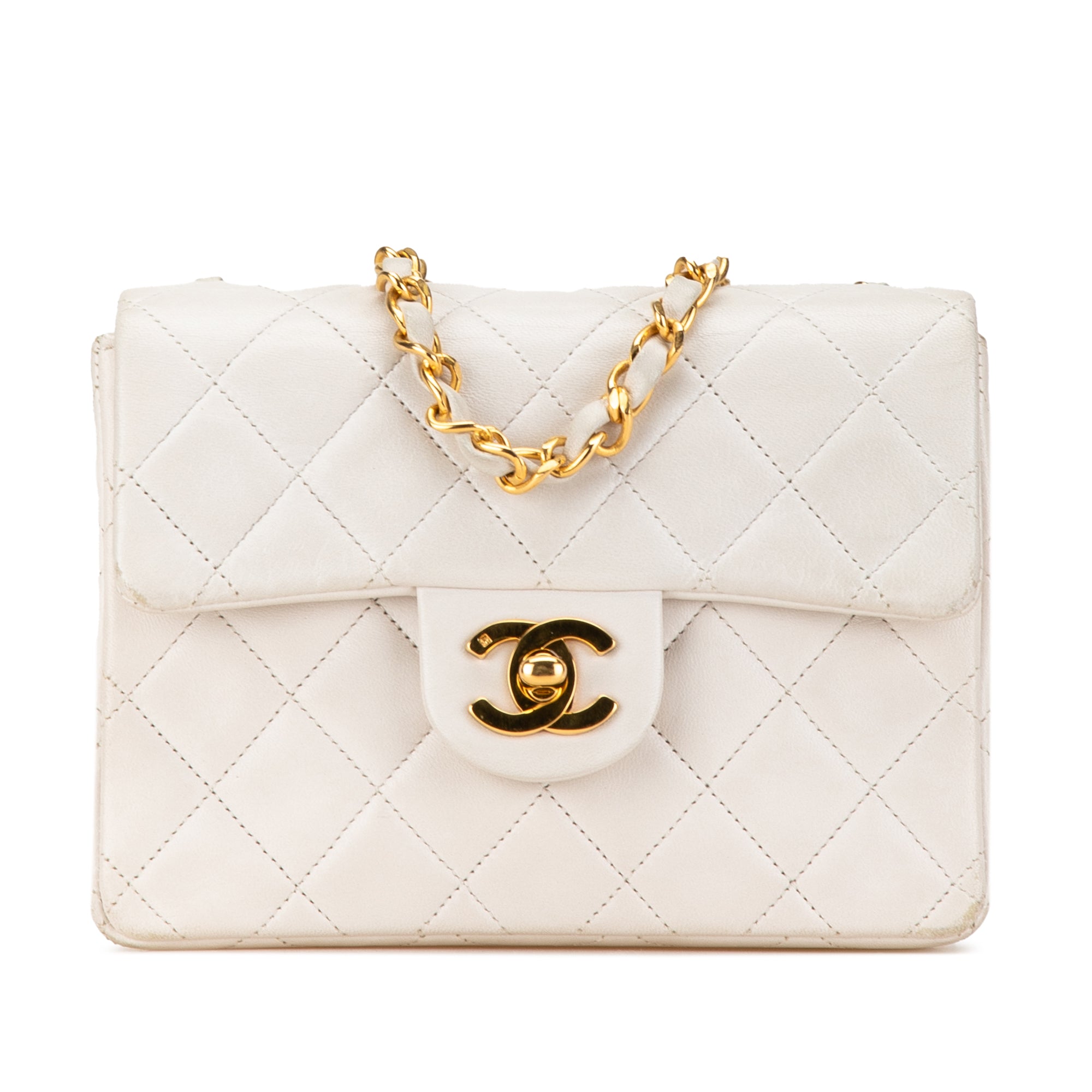 Chanel | Pre-Owned Mini Square Classic Lambskin Single Flap | White