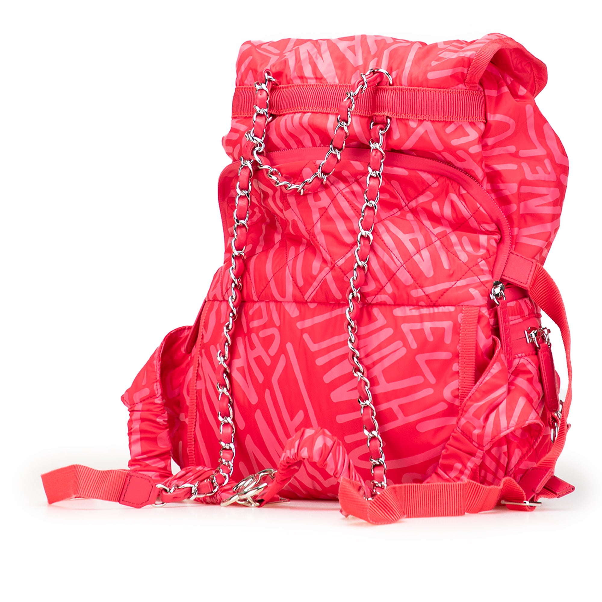 Chanel | Pre-Owned Printed Nylon Coco Neige Convertible Backpack | Pink