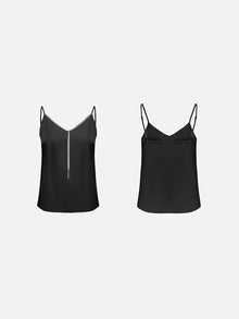 V-neck rhinestone chain camisole | Black