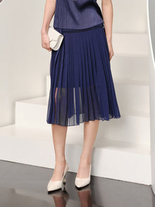 Elegant Pleated Skirt | Navy