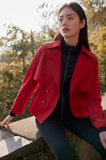 Waist Belted Short Trench Coat | Red