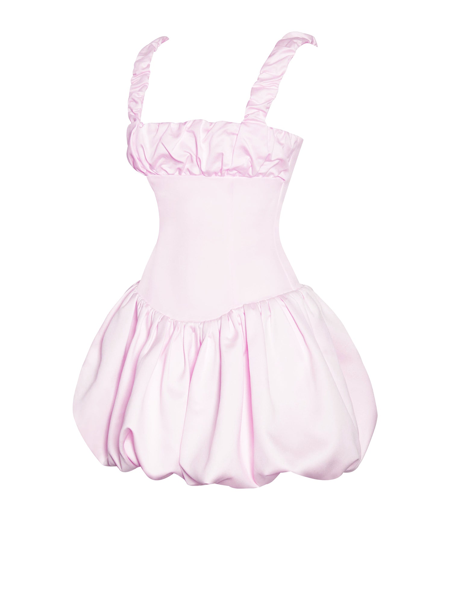 Aubrey Satin Bubble Hem Mini Dress | Pink