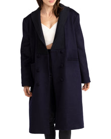 Women | After Party Wool Blend Qulited Lining Coat | Navy