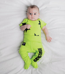 Newborn | Backstage Footed Leggings | Hot Lime