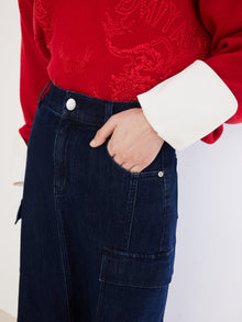 Straight Denim Skirt | Navy