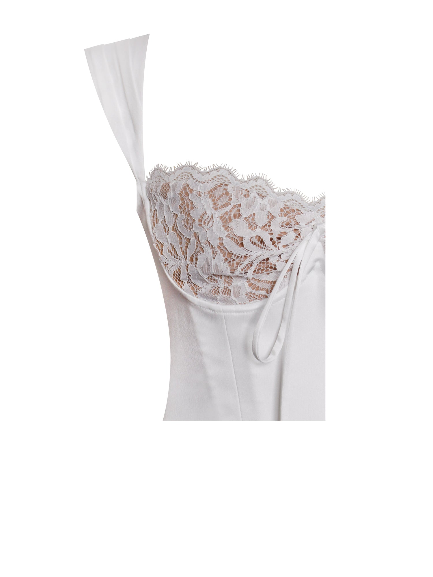 Everly Lace Satin Corset Top | White