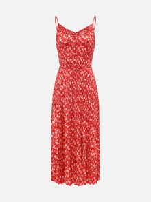 Traditional Chinese Style Floral Suspenders Dress | Red