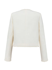 Silk and Wool Short Jacket | White