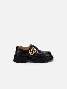 Double E Buckle Low-heeled Loafer | Black