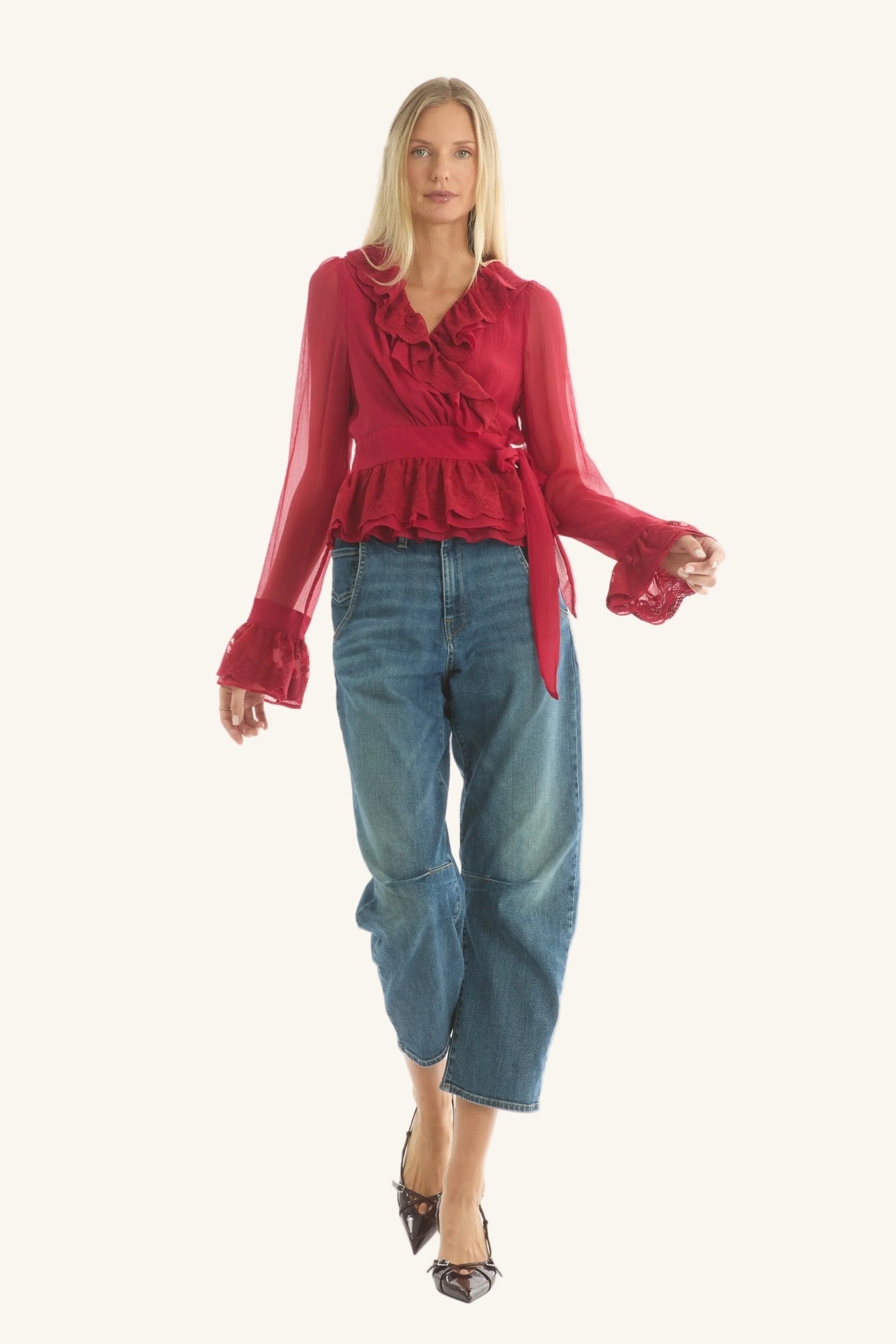 Poet Blouse | Lipstick Red