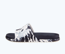 Side view of a Native Shoes Adults Spencer Lx Print | Shell White/ Jiffy Black/ Grey Tie Dye Footwear