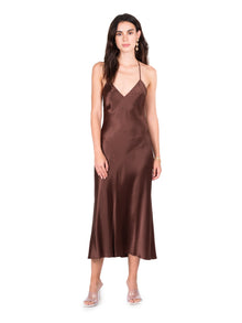 Coco Open Back Cross Strap Midi Slip Dress | Coco