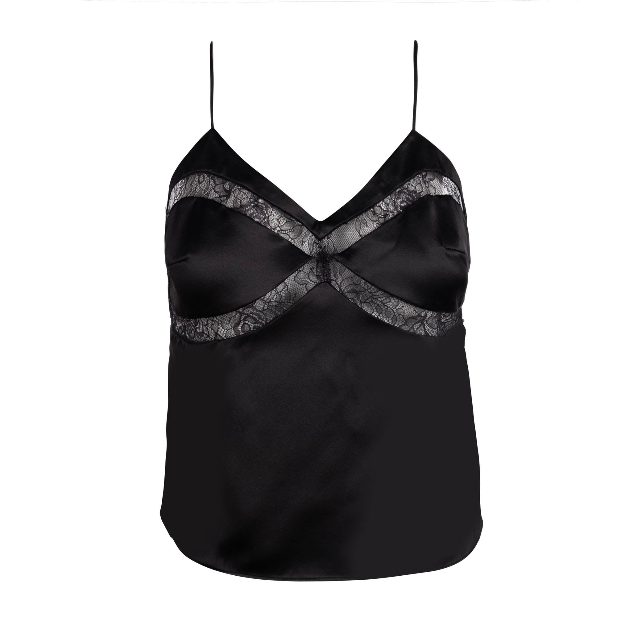 Black Lace Paneled Camisole | Black