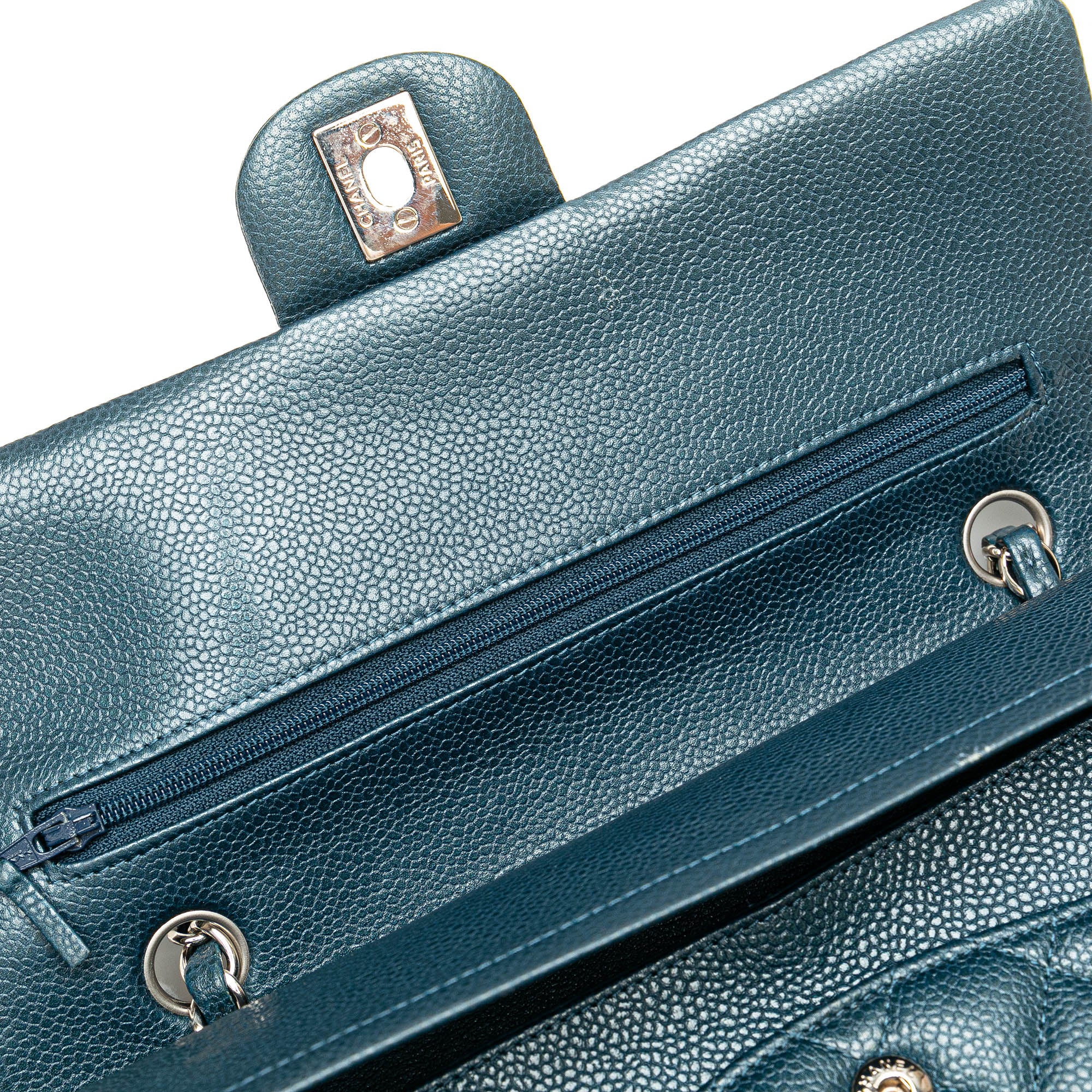 Chanel | Pre-Owned Medium Classic Caviar Double Flap - I | Blue/Peacock