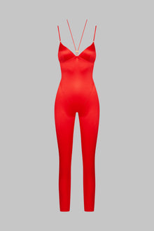Open Back Strappy Jumpsuit - French Kiss | Red