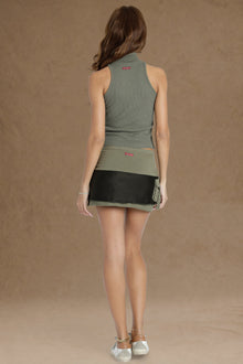 Women | Satin Overlay Mini Utility Skirt | Olive