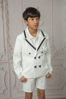 Baby Boys | Alex Blazer With Contrast Line | White & Black