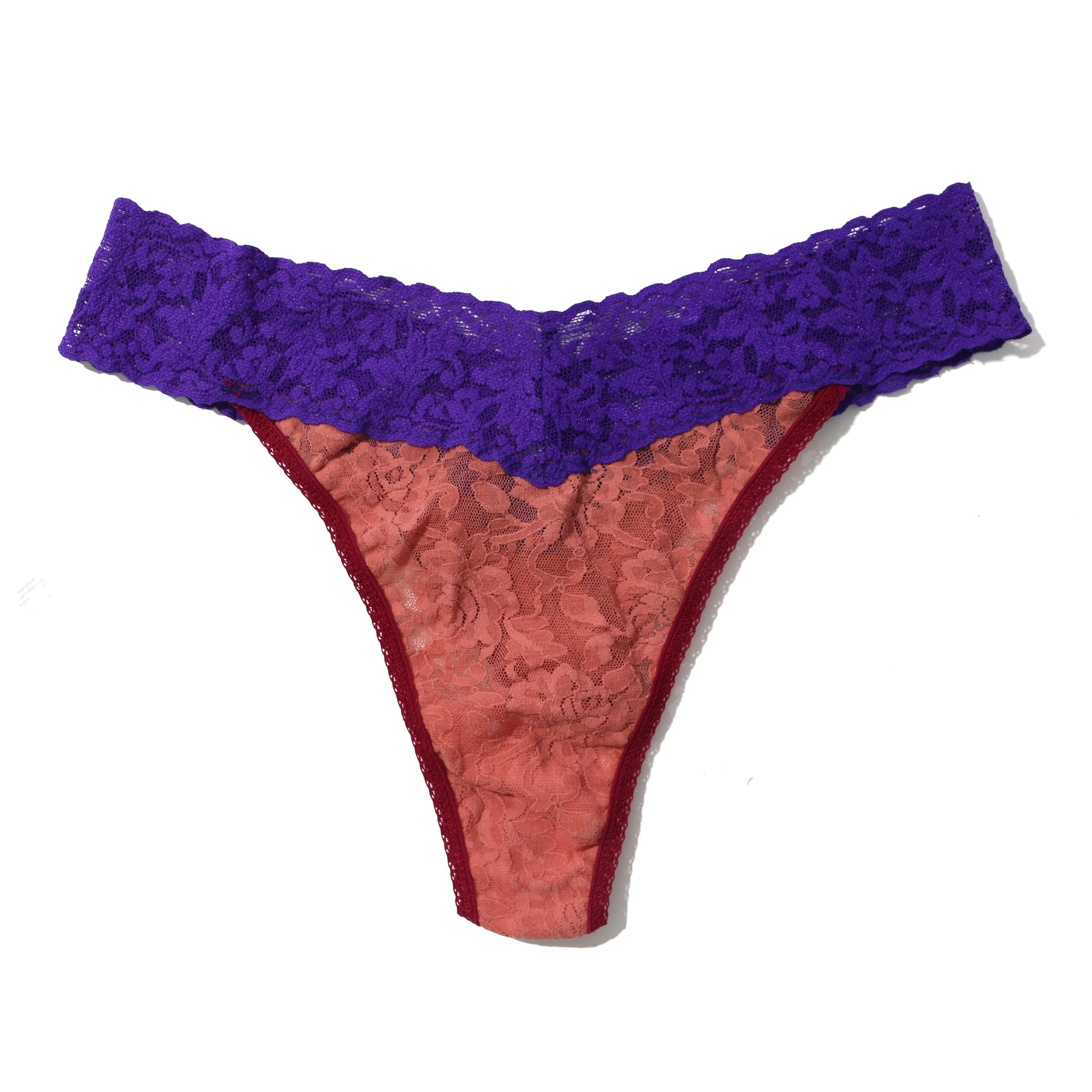Signature Lace Original Rise Thong | Himp/Electric Purple/Dark Pomegranate Red