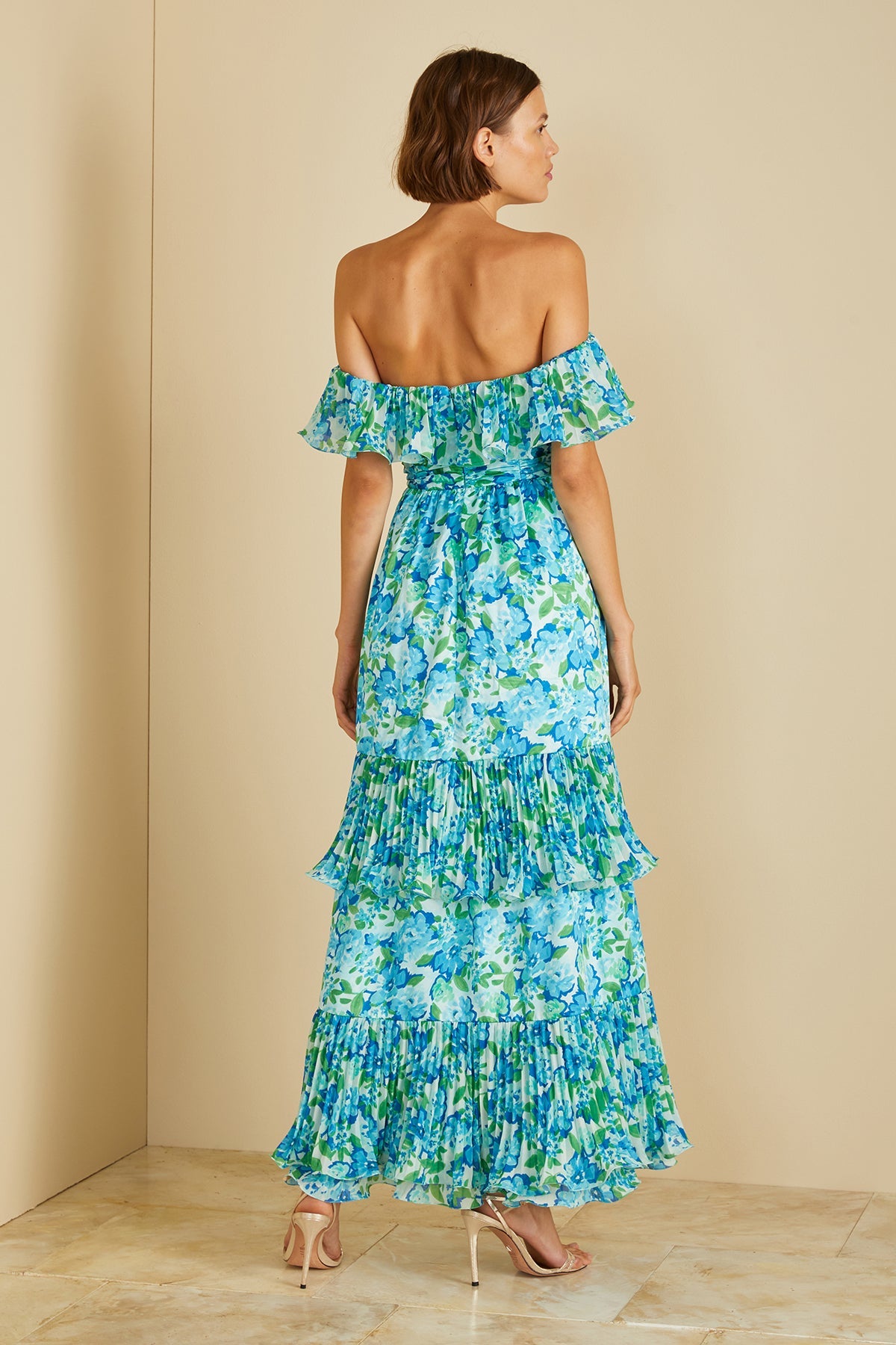 Amur | Pia Pleated Midi Dress | Garden Blues