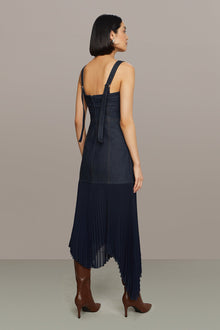 Amur | Jac Denim Combo Midi Dress | Indigo Denim