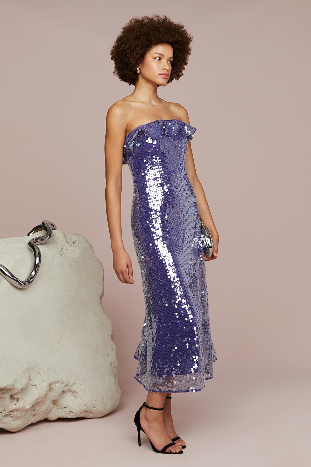 Amur | Braeylnn Mesh Sequin Midi | Neptune