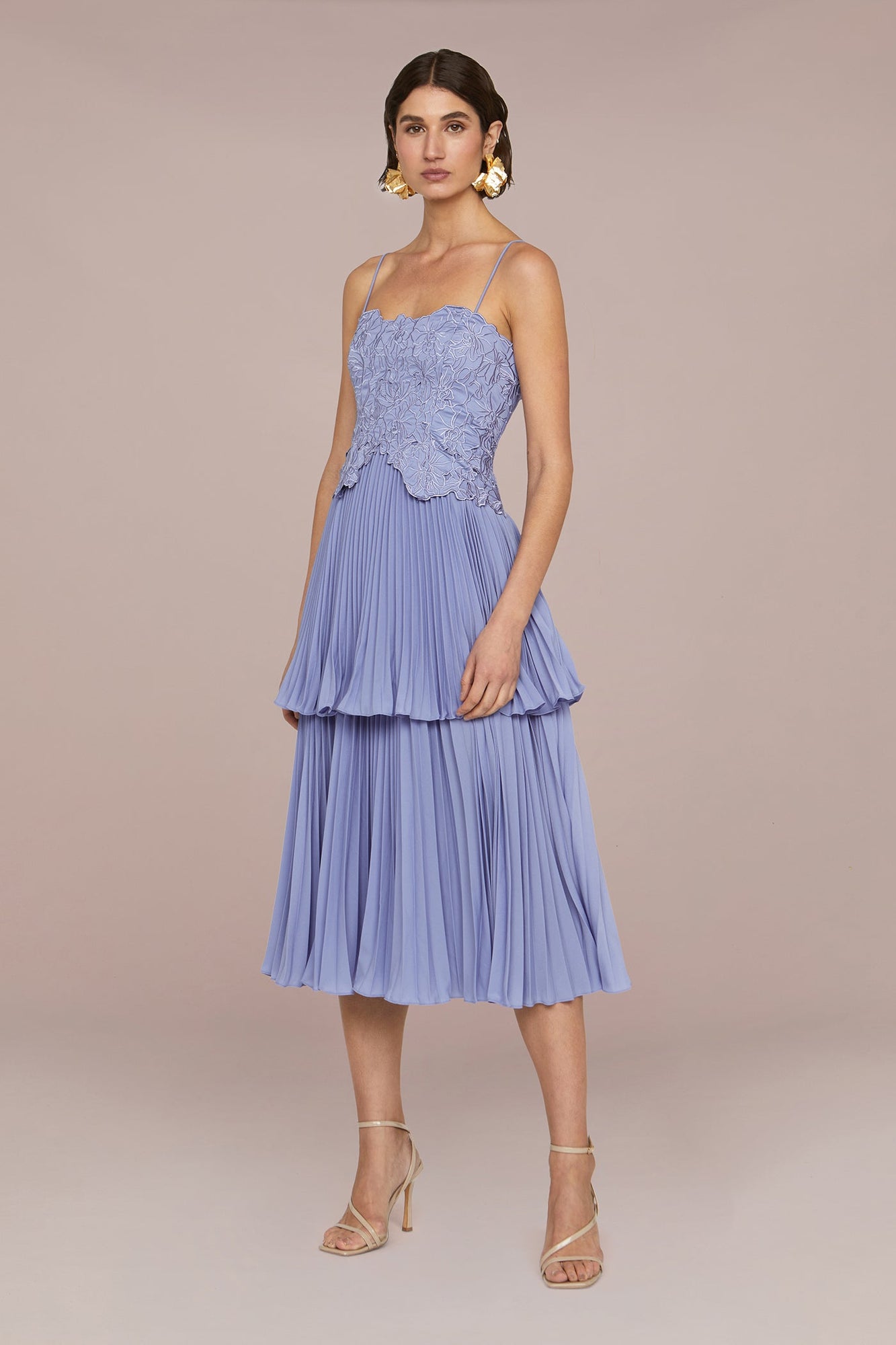 Amur | Esmae Laser Cut Floral Dress | Sail Blue