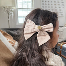 Girl | Emma Linen Hair Bow Bow | White x Beige