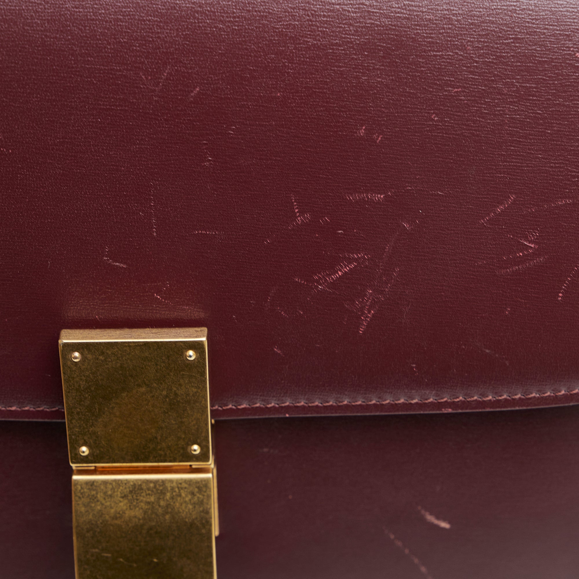 Céline Pre-Owned Medium Calfskin Classic Box | Women | Red x Burgundy