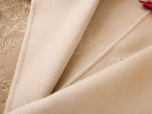 Gold Thread Embroidered Wool Cashmere Blended Coat | Camel