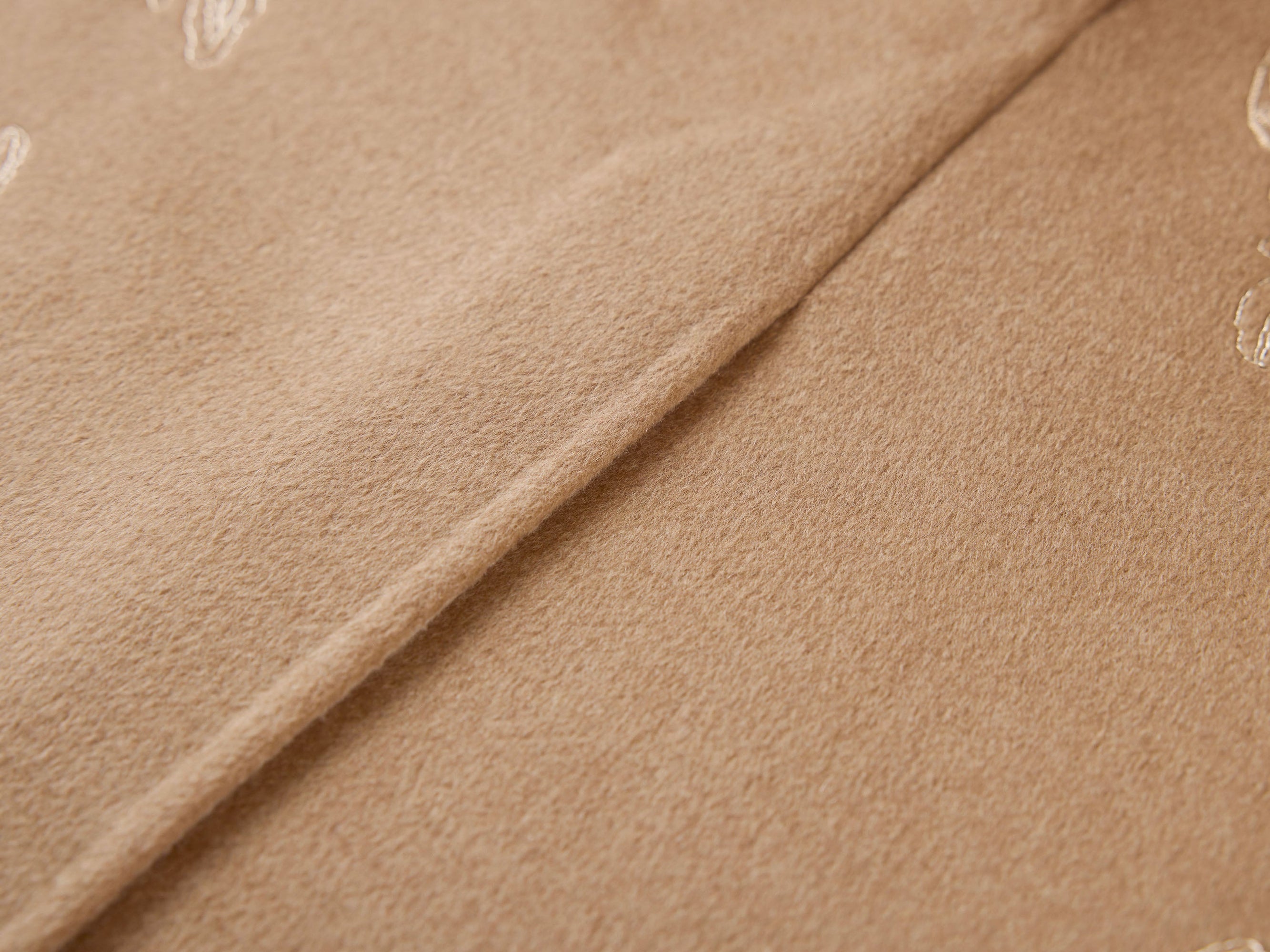 Gold Thread Embroidered Wool Cashmere Blended Coat | Camel
