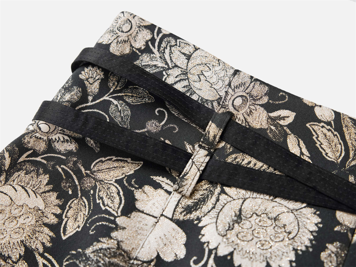 Tie Belt Skirt | Black Floral