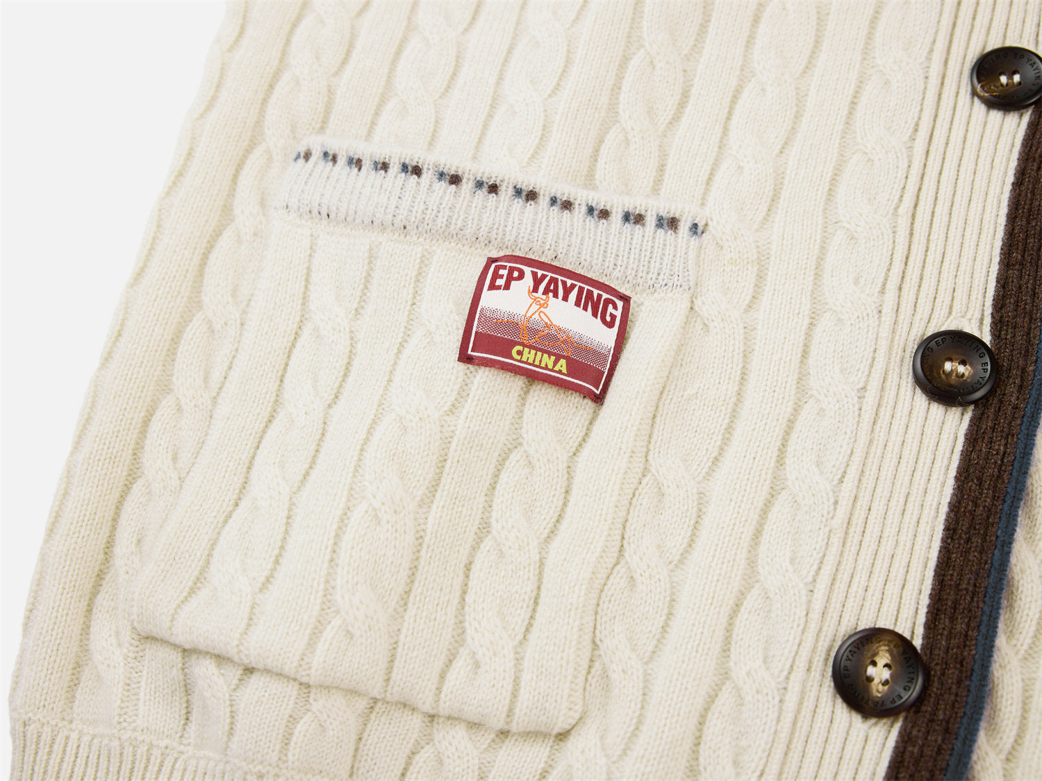 Yak Wool Ethnic Jacquard Cable Knit Cardigan | Beige