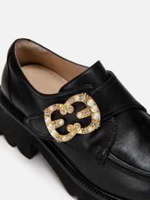 Double E Buckle Low-heeled Loafer | Black