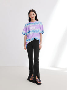 Loose Fit Printed Short-sleeve T-shirt | Purple