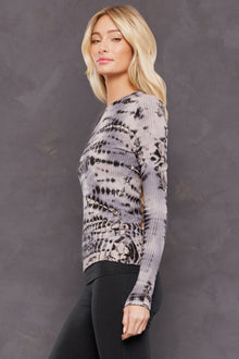 Women | Lightweight Ribbed Long Sleeve Tee | Multi Color Adire Wash 4