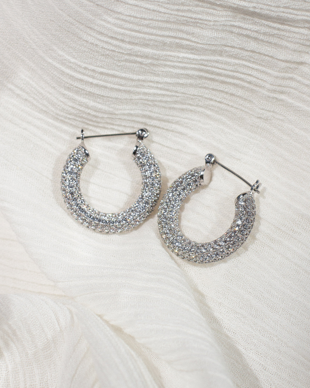 Pave Baby Amalfi Hoops - Silver | Plated Silver