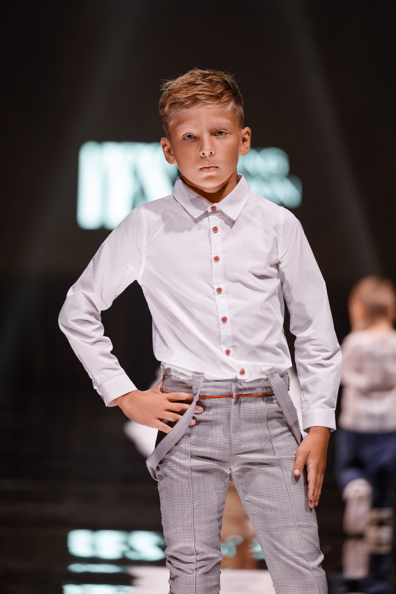 Boy | George Tartan Print Top and Pants Set | White x Black x Gray