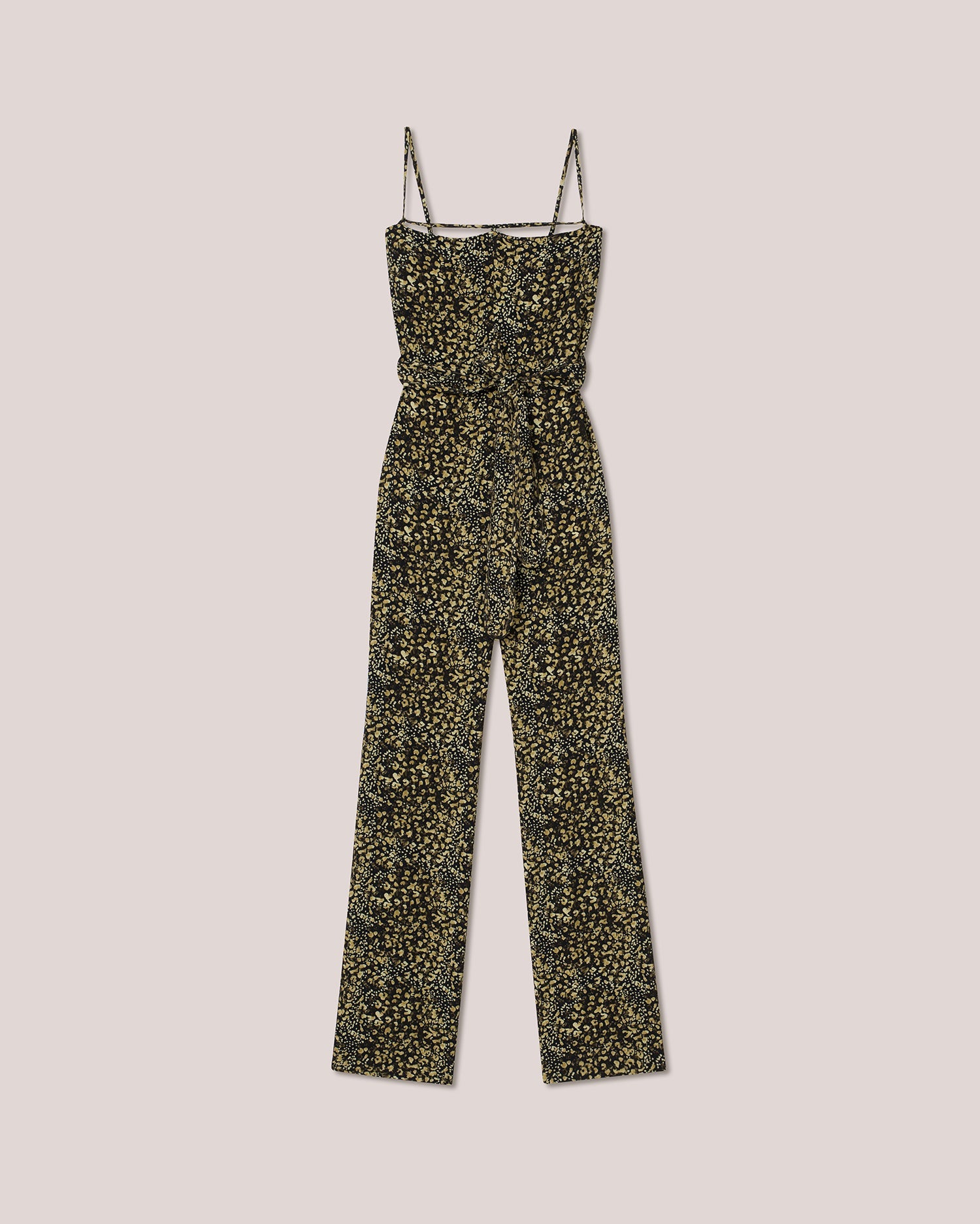 Womens | Cado Crepe Melange Tie-Waist Jumpsuit | Tiny Leopard