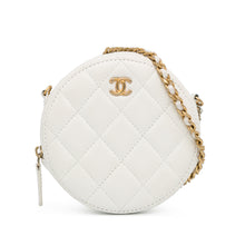 Chanel | Pre-Owned Quilted Lambskin Pearl Crush Round Clutch with Chain | White