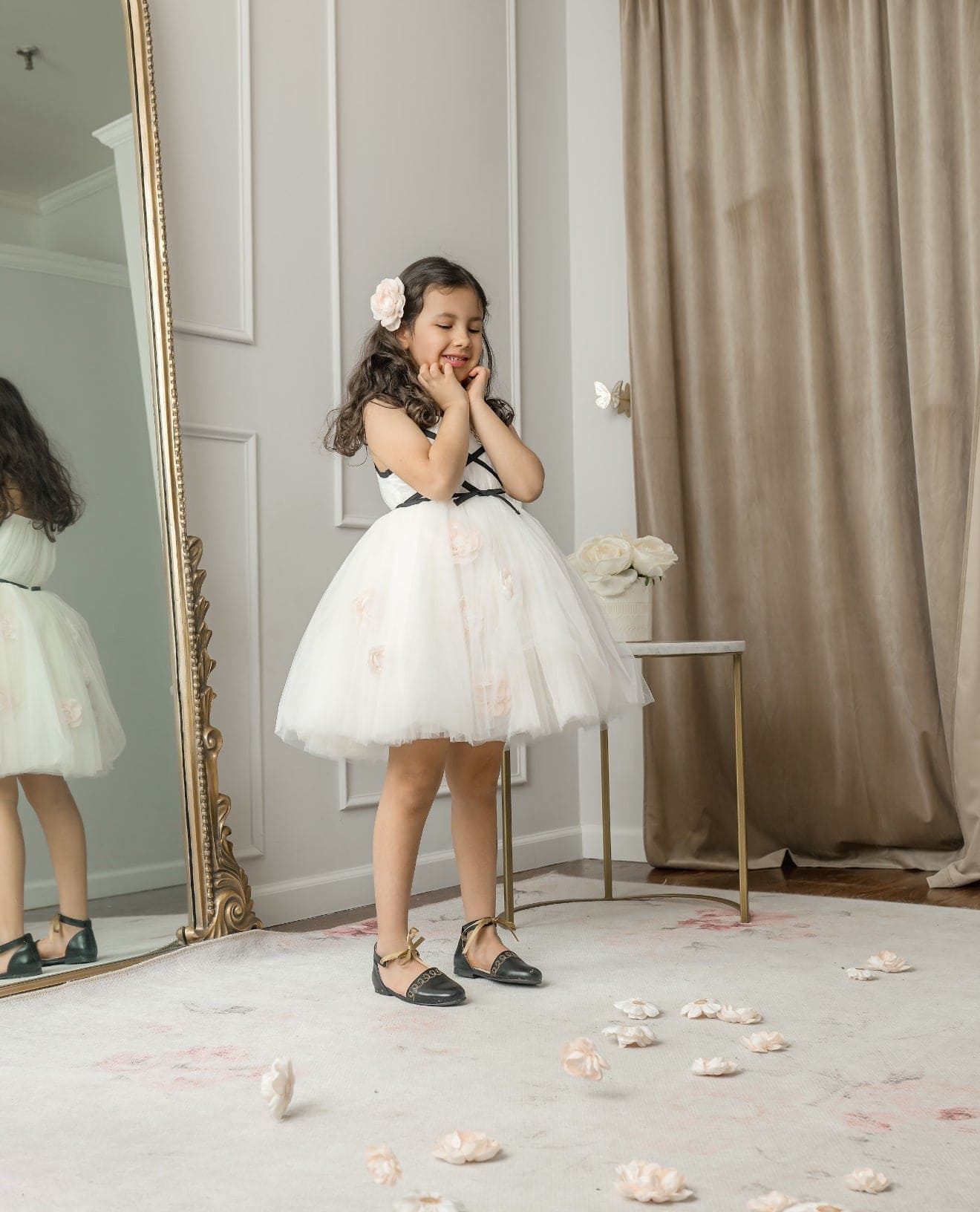 Girl | Giselle CrissCross Tulle Dress | Ivory x Black