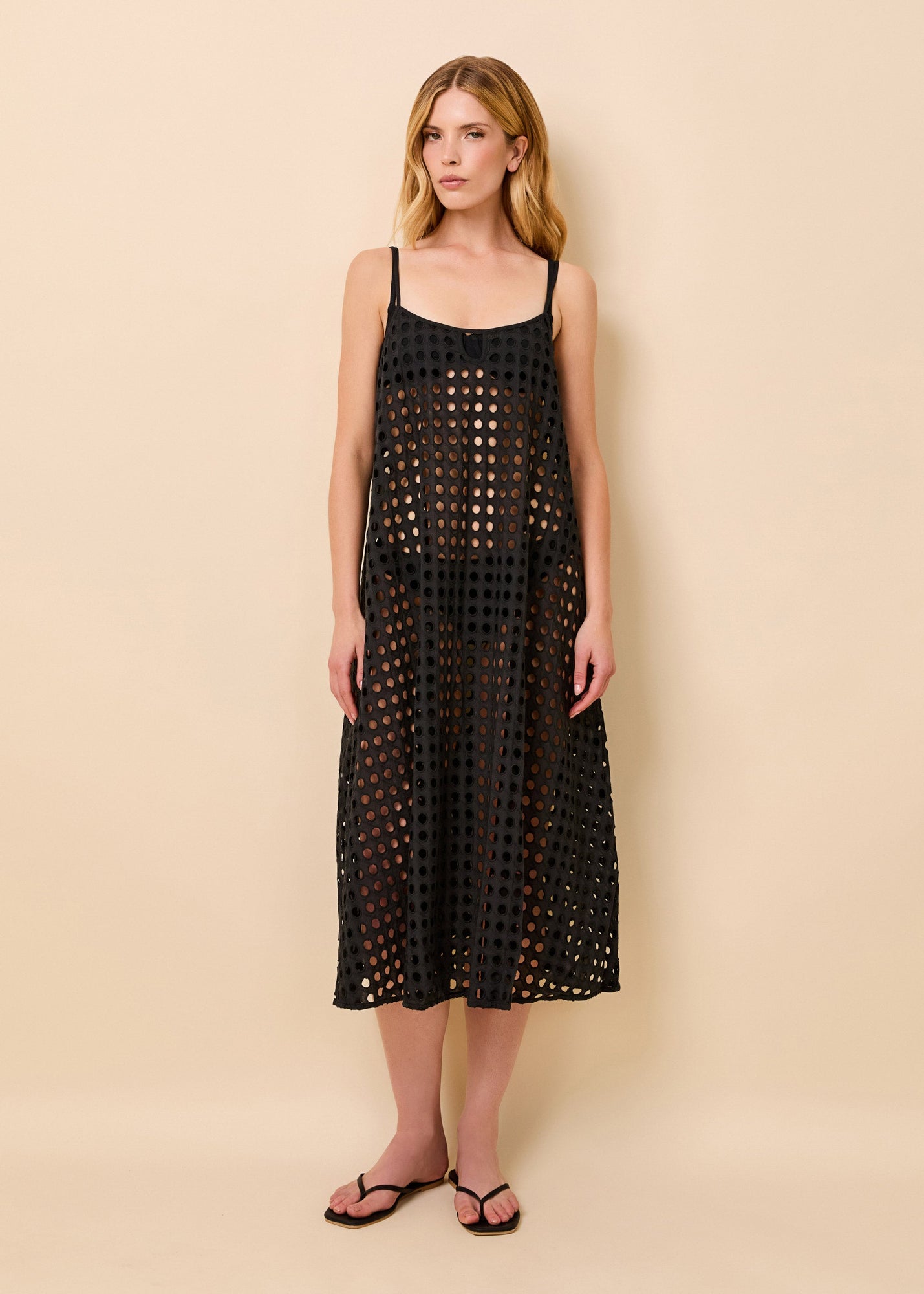 Womens | Annika Midi Dress Classic Eyelet | Noir