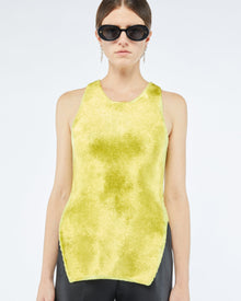 Womens | Veva Velour Knit Sleeveless Tank | Lime Velour