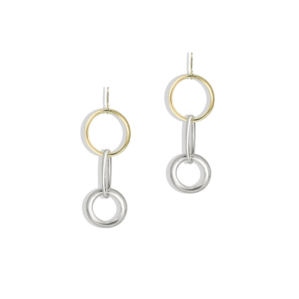 Two Tone Drop Hoops | Gold