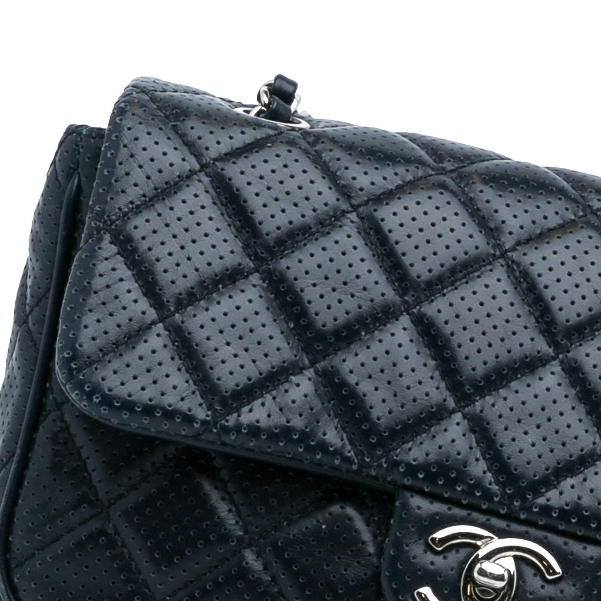 Chanel | Pre-Owned Perforated Classic Mini Rectangular Flap | Blue/Dark Blue