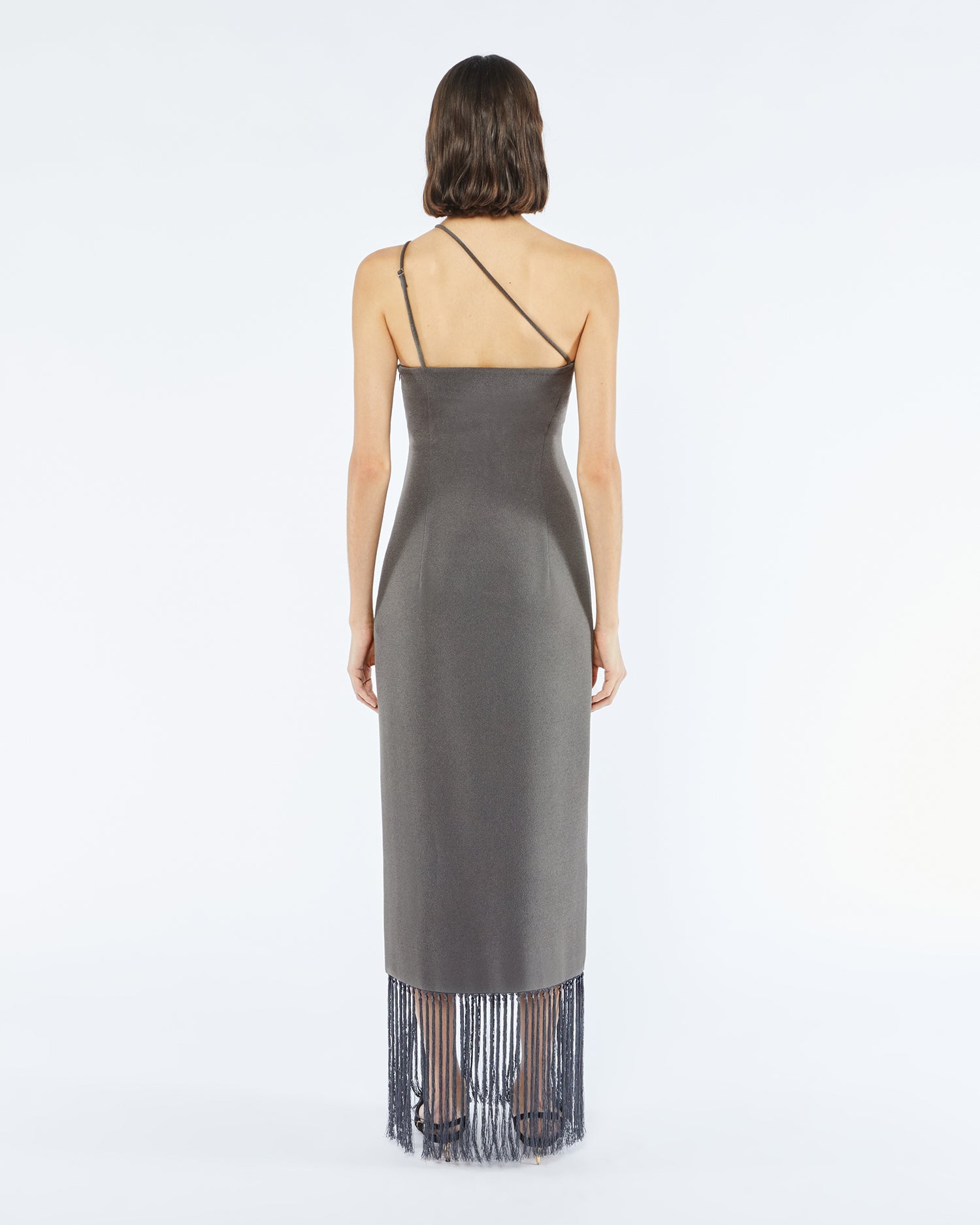 Jelena Fringed Midi Dress | Dark Grey