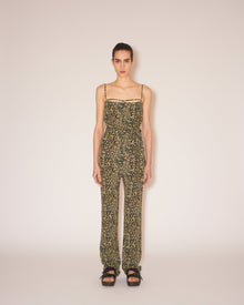 Womens | Cado Crepe Melange Tie-Waist Jumpsuit | Tiny Leopard