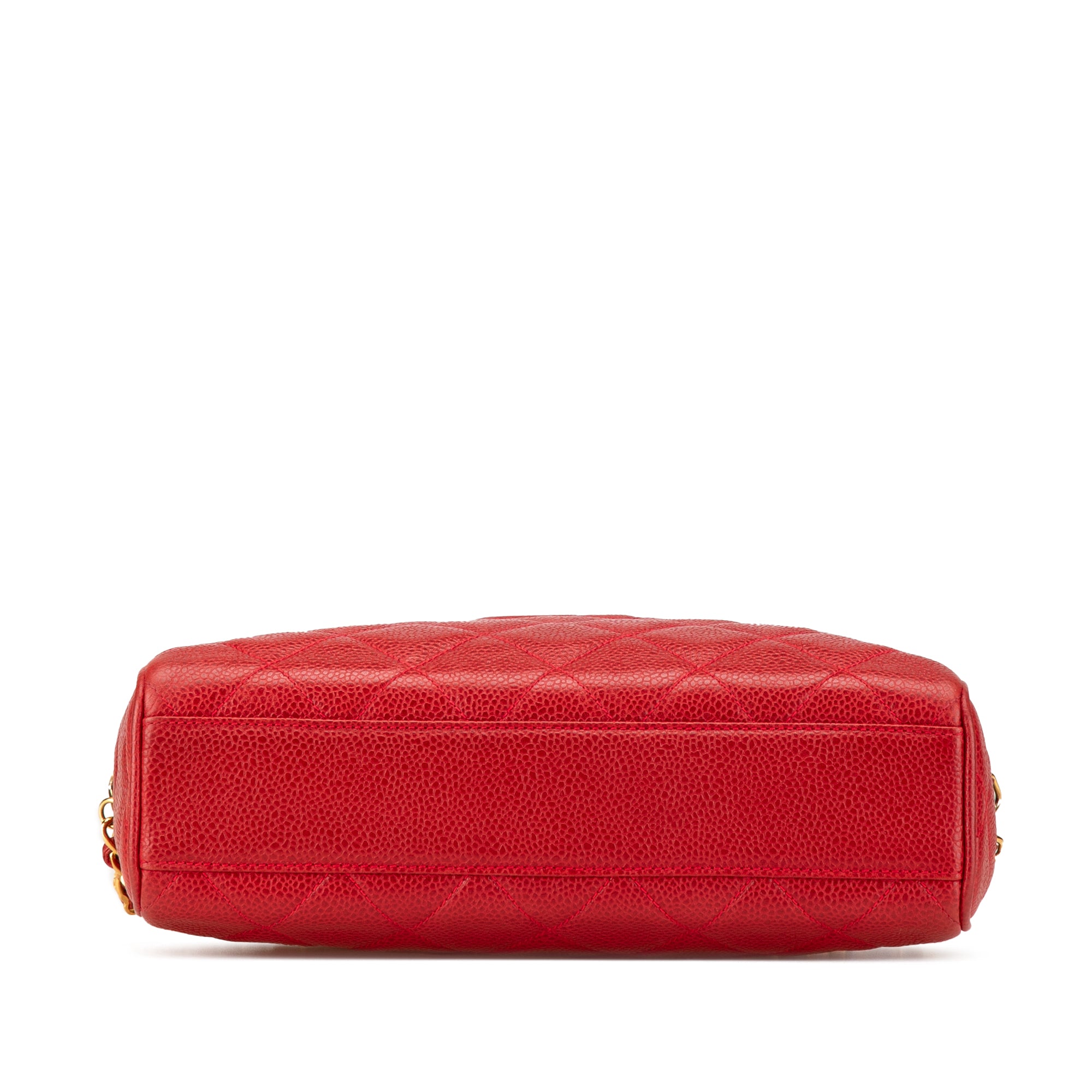 Chanel | Pre-Owned CC Quilted Caviar Chain Camera Bag | Red