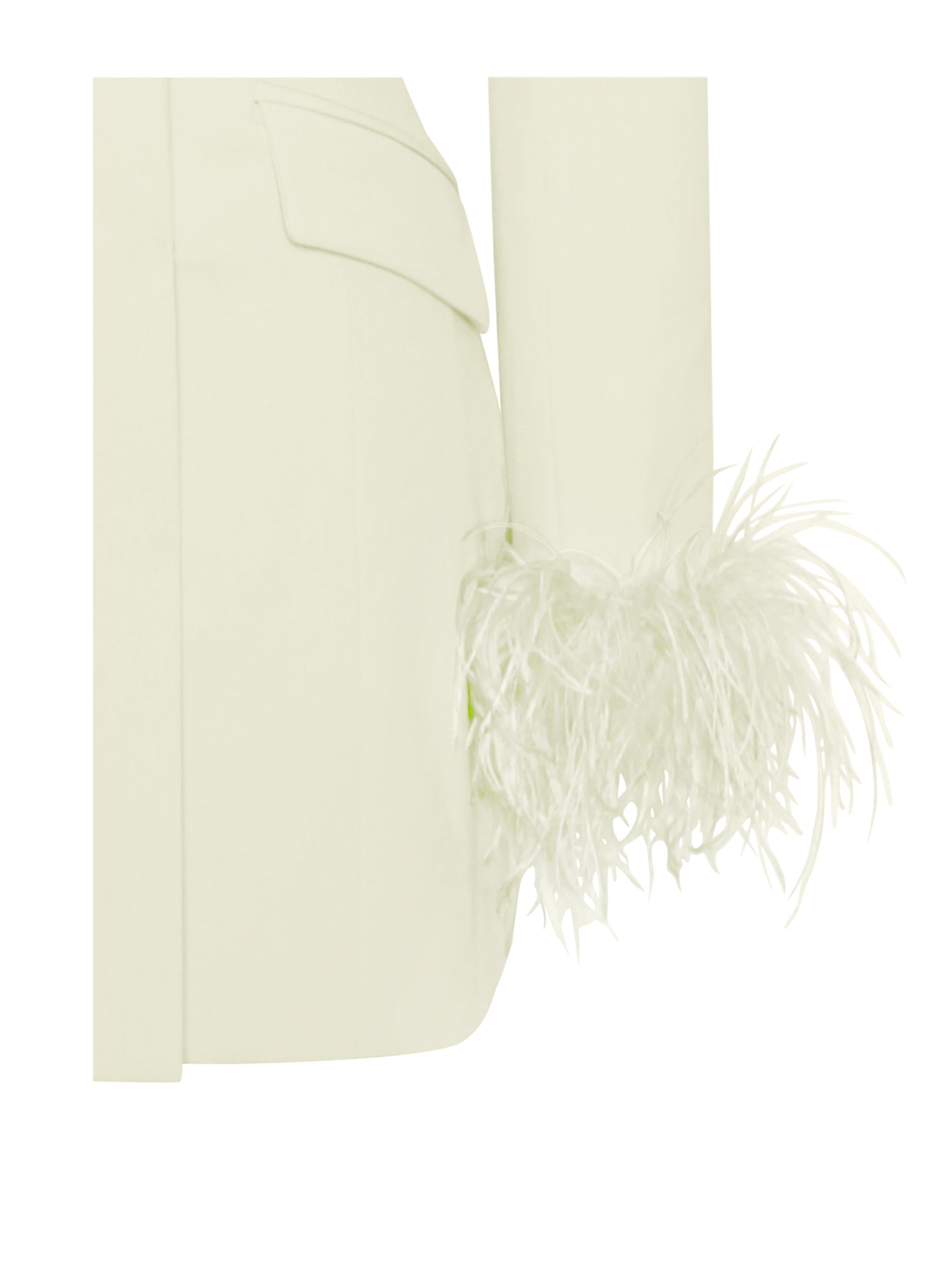 Madeline Pearl Feather Trim Blazer Dress | White